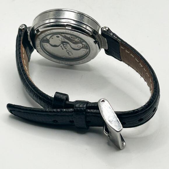 Kenneth Cole New York Ladies Skeleton Automatic Silver Dial Watch w Leather Band - Picture 2 of 9
